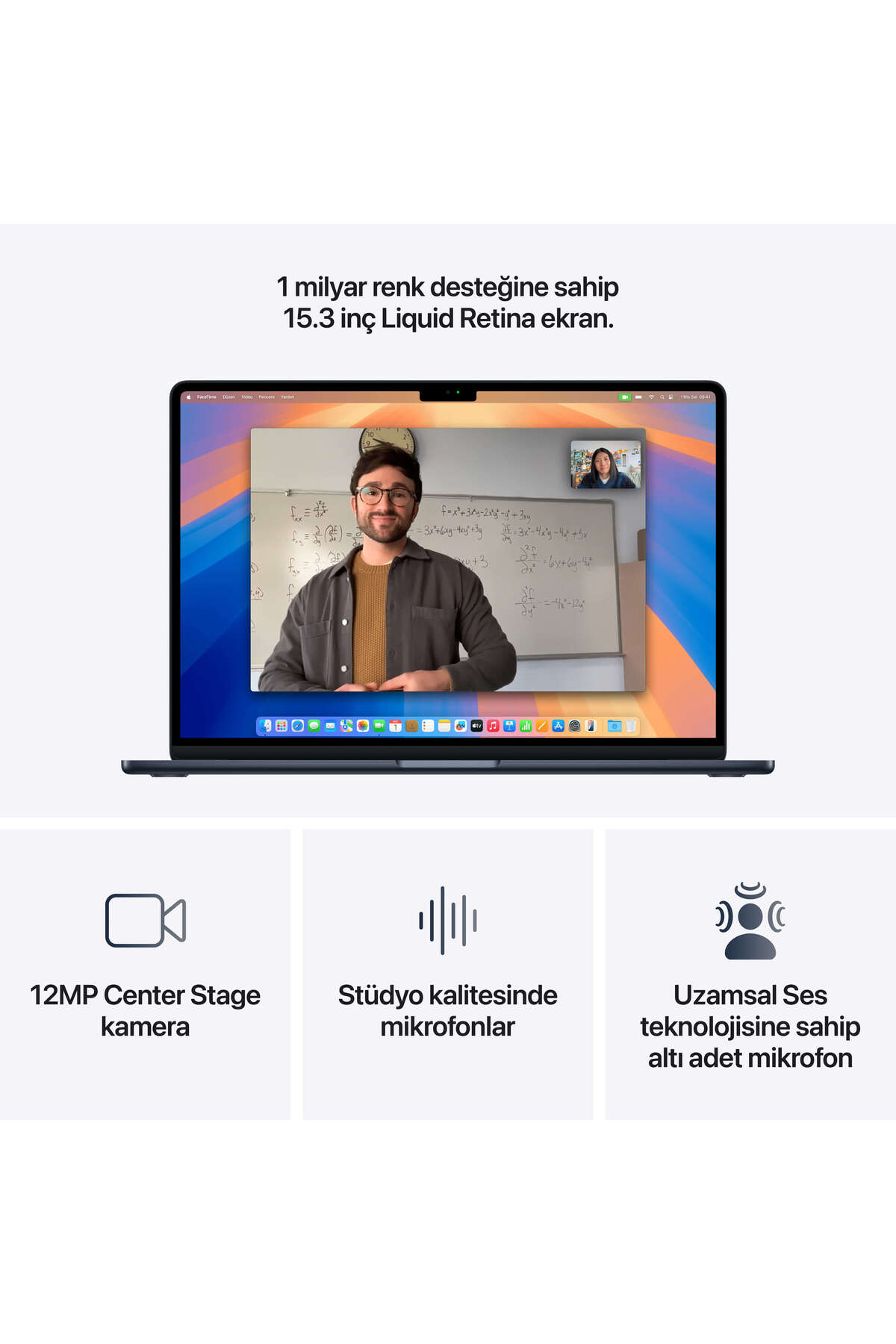 15" MacBook Air: Apple M4 chip with 10-core CPU and 10-core GPU, 16GB, 256GB SSD - Gece Yarısı - 5