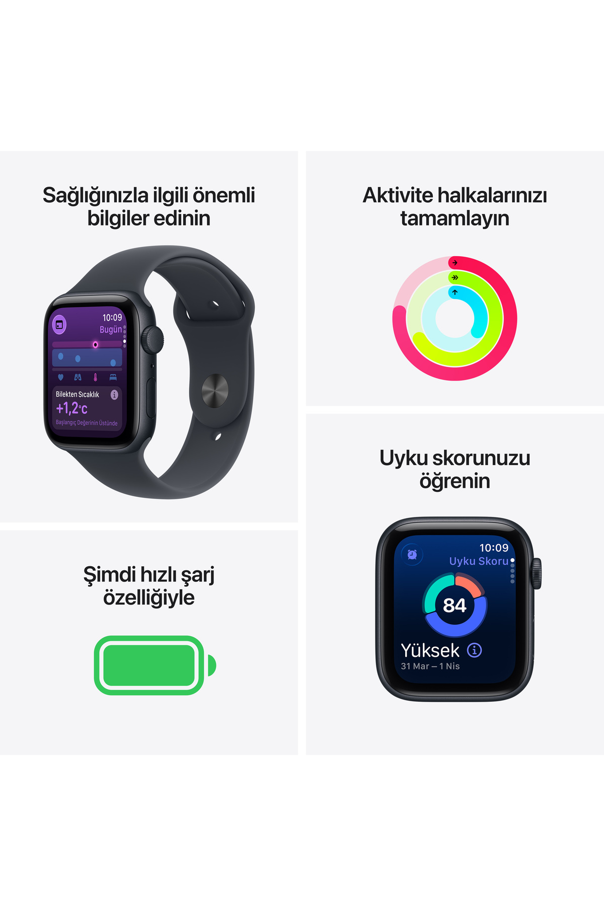 Apple Watch SE 3 GPS, 40mm Yıldız Işığı Alüminyum Kasa ve Yıldız Işığı Spor Kordon - S/M - 3