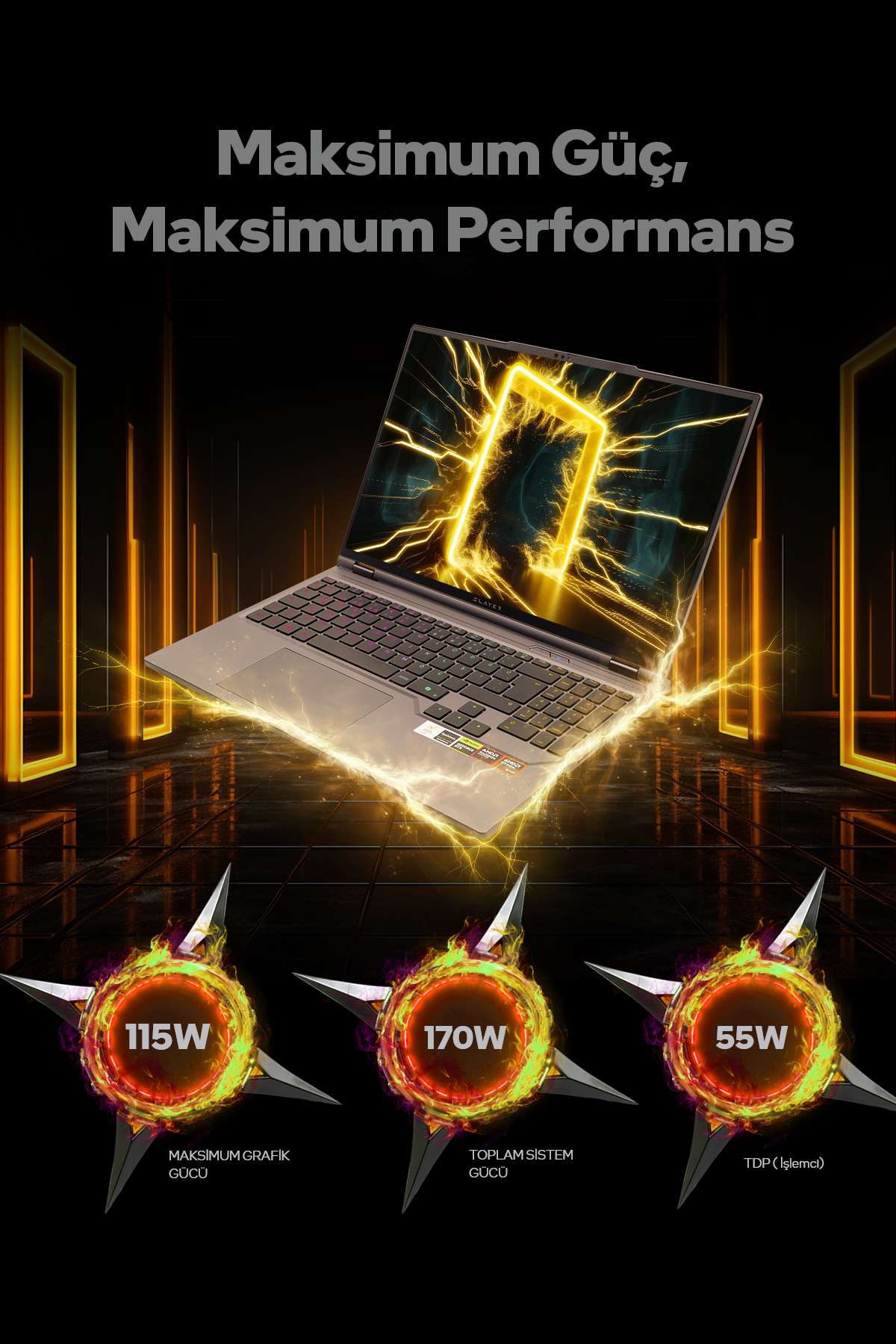 Game Garaj Slayer R9t-5070 C1 Amd Ryzen 9 8945hx 32gb 1tb Ssd Rtx5070 16" 300hz Qhd Dos Gaming Laptop - 3