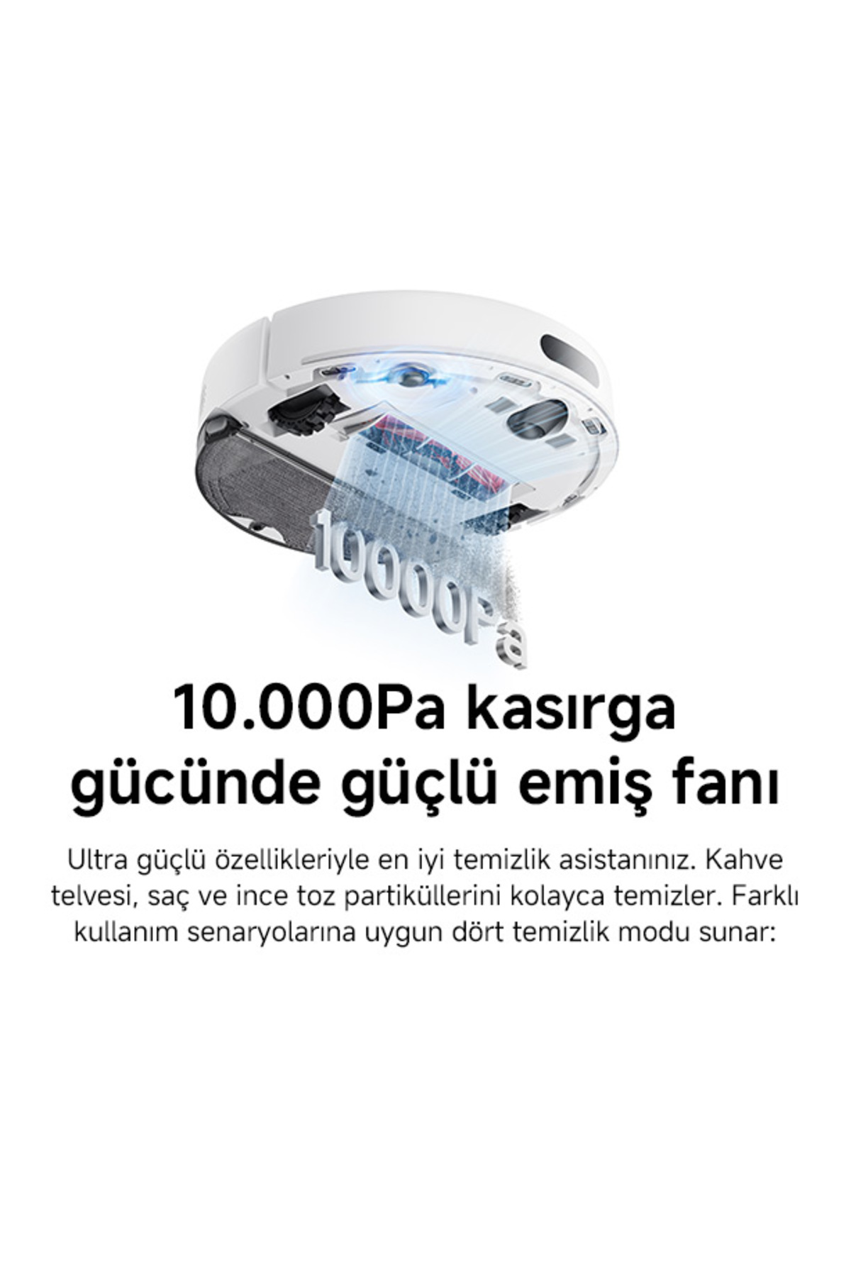 Robot Vacuum S40 Beyaz Akıllı Robot Süpürge + Paspas -10000 Pa Emiş Gücü (Xiaomi TR Garantili) - 3