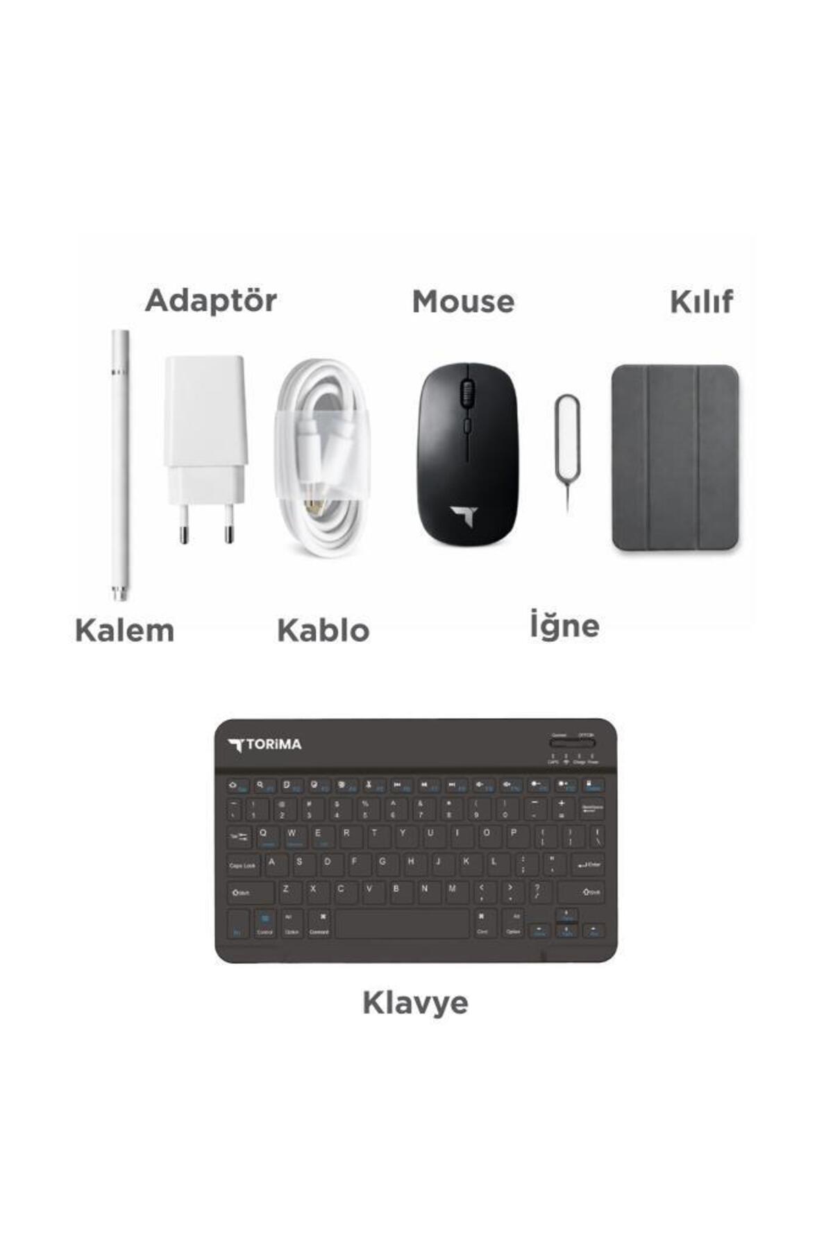 Torima Android Tablet Kalem Klavye Mouse Full Set SIM Kartlı BTK Kayıtlı 10.1 İnç T17 Pro Max Gümüş - 3